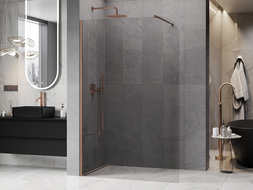 Mexen Kioto-P Duschwand Walk-in 90 x 200 cm, transparent 8 mm, gebürstetes Kupfer - 800-090-101-65-00-P