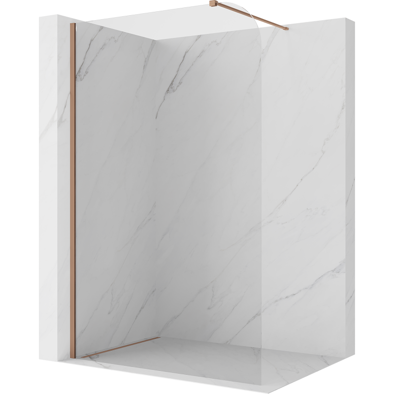 Mexen Kioto-P Duschwand Walk-in 110 x 200 cm, transparent 8 mm, gebürstetes Kupfer - 800-110-101-65-00-P