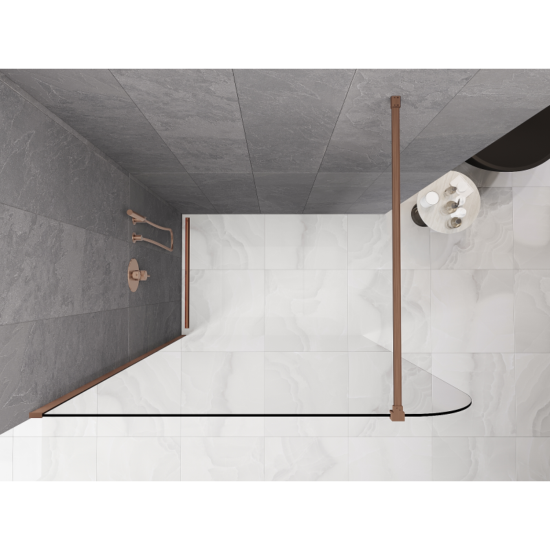 Mexen Kioto-P Duschwand Walk-in 120 x 200 cm, transparent 8 mm, gebürstetes Kupfer - 800-120-101-65-00-P