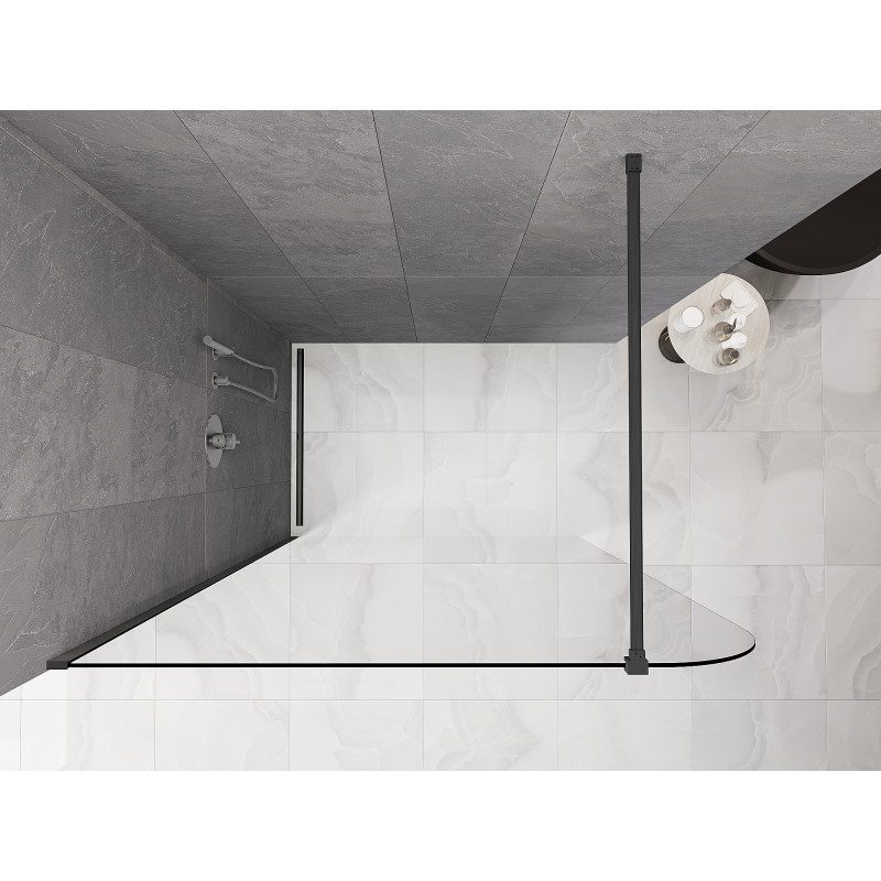 Mexen Kioto-P Duschwand Walk-in 80 x 200 cm, transparent 8 mm, gebürstetes Kanonengrau - 800-080-101-66-00-P