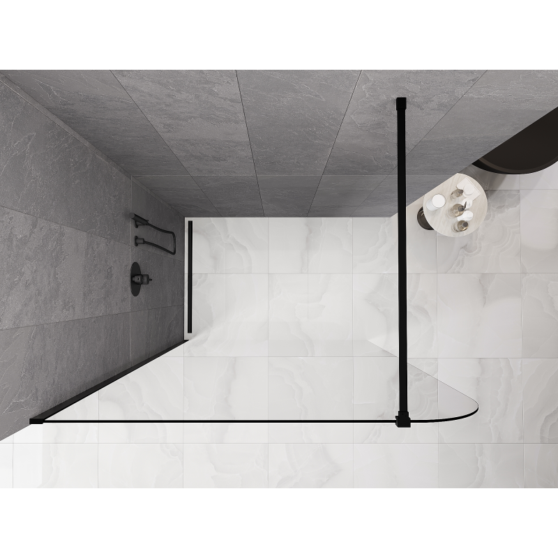 Mexen Kioto-P Duschrückwand Walk-in 80 x 200 cm, transparent 8 mm, schwarz - 800-080-101-70-00-P