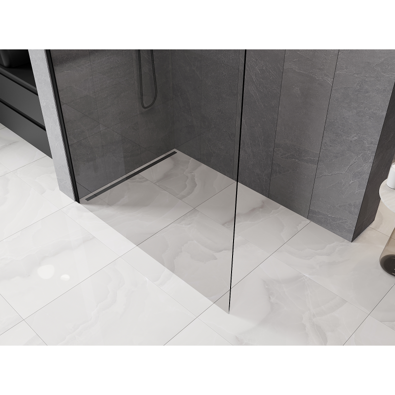 Mexen Kioto-P Duschwand Walk-in 140 x 200 cm, transparent 8 mm, schwarz - 800-140-101-70-00-P