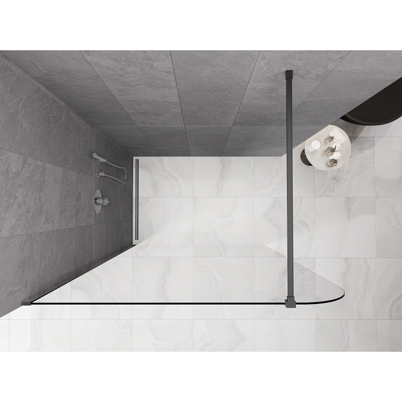 Mexen Kioto-P Duschwand Walk-in 110 x 200 cm, transparent 8 mm, Gun Metal - 800-110-101-95-00-P