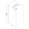 Mexen Kioto-P Duschwand Walk-in 120 x 200 cm, transparent 8 mm, Gun Metal - 800-120-101-95-00-P