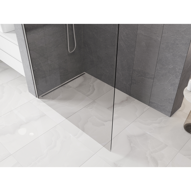 Mexen Kioto-P Duschwand Walk-in 140 x 200 cm, transparent, 8 mm, gebürsteter Nickel - 800-140-101-97-00-P