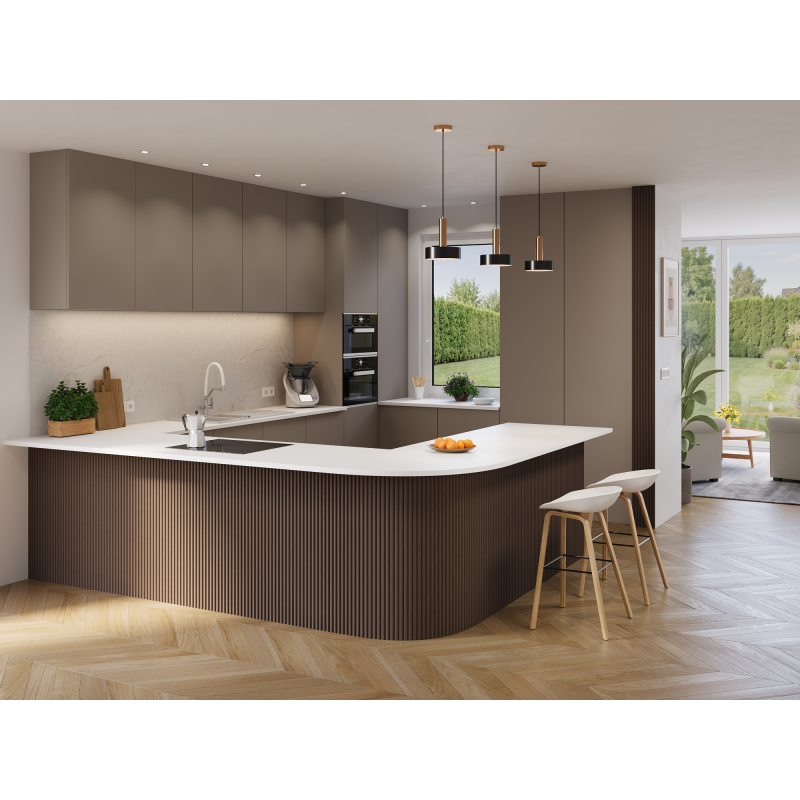 Mexen Ovalo 02 flexible gerillte Wandpaneele 280 x 36 cm, technisches Furnier, Eiche Mocca - S130-280-02-045