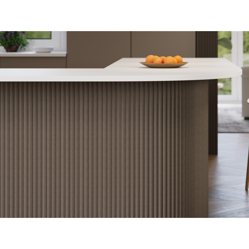 Mexen Ovalo 01 Muster von flexiblen, gerillten Wandlamellen, technisches Furnier, Graue Eiche - S130-01-043-S