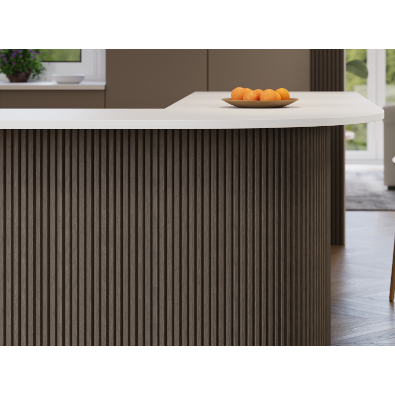 Mexen Ovalo 02 Probe von flexiblen, geriffelten Wandlamellen, technisches Furnier, Graue Eiche - S130-02-043-S