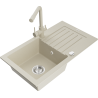 Mexen Pablo Granitspüle 1-Becken mit Abtropffläche und Küchenarmatur Duero, beige - 6510-69-671600-69