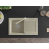 Mexen Pablo Granitspüle 1-beckig mit Abtropffläche und Küchenarmatur Duero, beige - 6510-69-671600-69