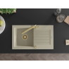 Mexen Pablo Granitspüle 1-beckig mit Abtropffläche und Küchenarmatur Duero, beige - 6510-69-671600-50