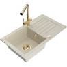 Mexen Pablo Granitspüle 1-Becken mit Abtropffläche und Küchenarmatur Duero, beige - 6510-69-671600-50