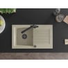 Mexen Pablo Granitspüle 1-becken mit Abtropffläche und Küchenarmatur Duero, beige - 6510-69-671600-70