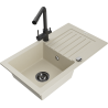 Mexen Pablo Granitspüle 1-beckig mit Abtropffläche und Küchenarmatur Duero, beige - 6510-69-671600-70