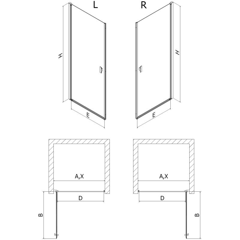 Mexen Mist-B pendeltür dusche 60 cm, transparent, gebürsteter nickel - 8A2-060-000-97-00