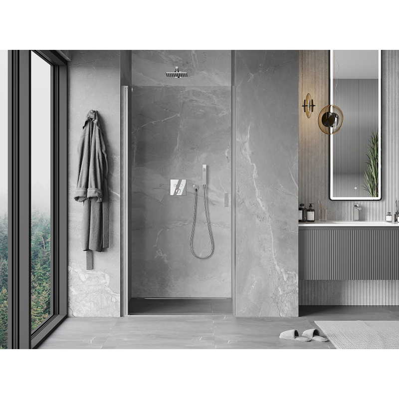 Mexen Mist-B 90 cm Schwingtür Duschkabine, transparent, gebürstetes Nickel - 8A2-090-000-97-00