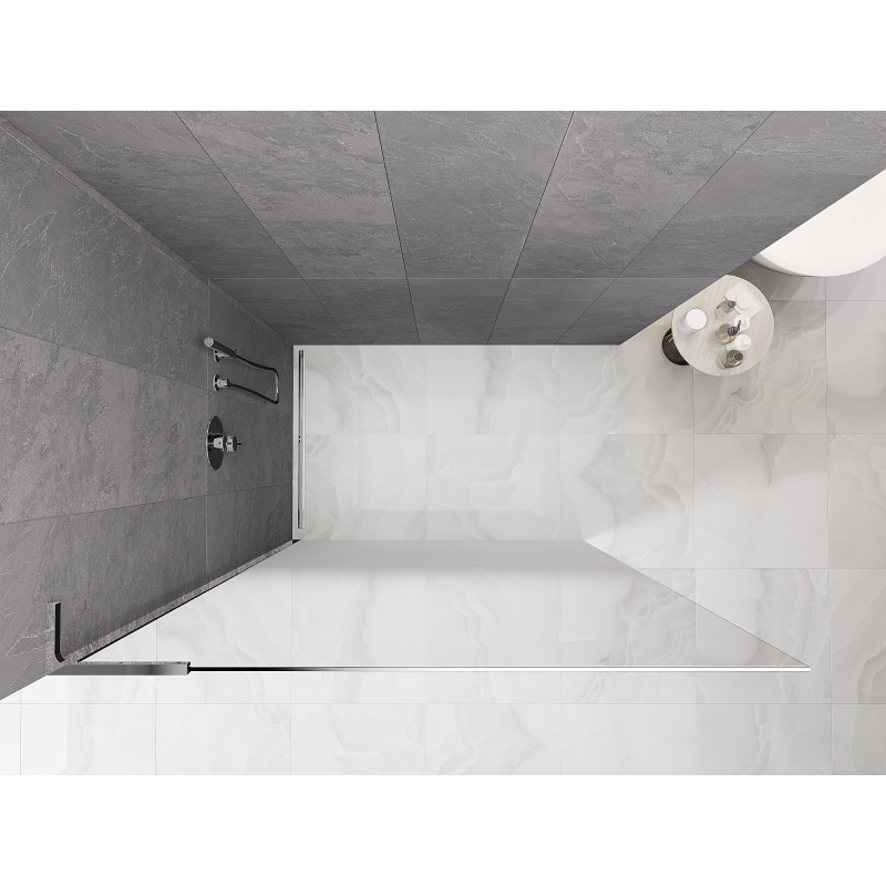 Mexen Kioto L Duschwand Walk-in 90 x 200 cm, ombre weiß 8 mm, chrom - 800-090-103-01-86