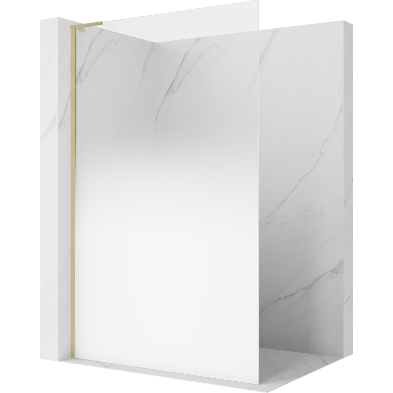 Mexen Kioto L Duschwand Walk-in 100 x 200 cm, weißes Ombre 8 mm, gebürstetes Gold - 800-100-103-55-86