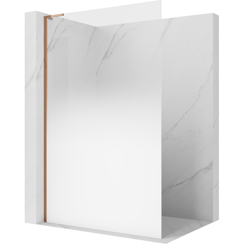 Mexen Kioto L Duschwand Walk-in 90 x 200 cm, Ombre Weiß 8 mm, Roségold - 800-090-103-60-86