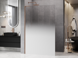 Mexen Kioto L Duschwand Walk-in 70 x 200 cm, Ombre Weiß 8 mm, gebürstetes Kupfer - 800-070-103-65-86