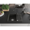 Mexen Enzo Granitspüle 1-Becken mit Abtropffläche und Küchenarmatur Telma, schwarz/gold - 6506-75-670200-70