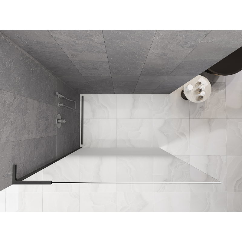 Mexen Kioto L Duschwand Walk-in 80 x 200 cm, ombre weiß 8 mm, gebürstetes Gun Grau - 800-080-103-66-86