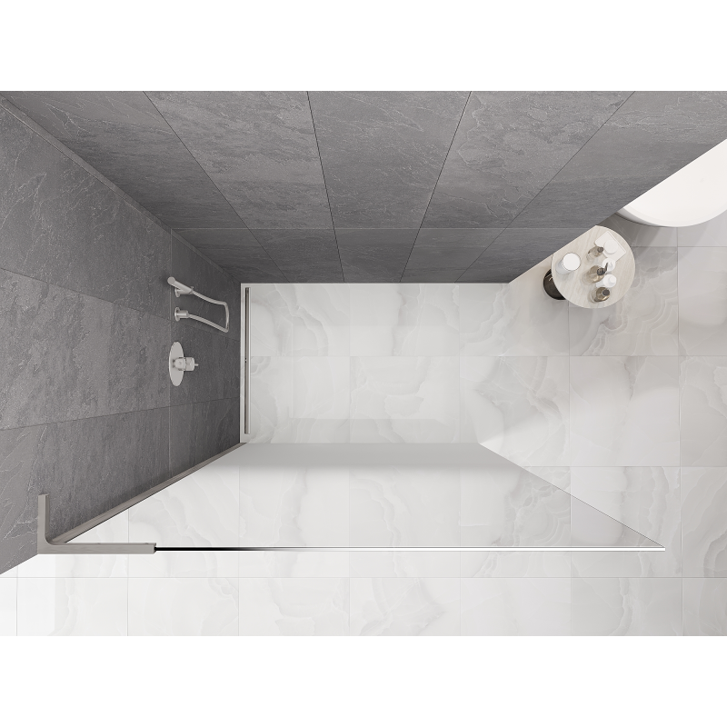Mexen Kioto L Walk-In Duschwand 70 x 200 cm, weiße Ombre 8 mm, gebürsteter Nickel - 800-070-103-97-86