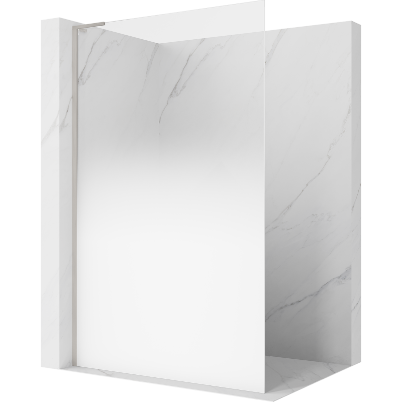 Mexen Kioto L Duschwand Walk-in 90 x 200 cm, Ombre Weiß 8 mm, gebürsteter Nickel - 800-090-103-97-86