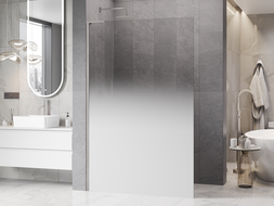 Mexen Kioto L Duschwand Walk-in 120 x 200 cm, Ombre Weiß 8 mm, gebürsteter Nickel - 800-120-103-97-86