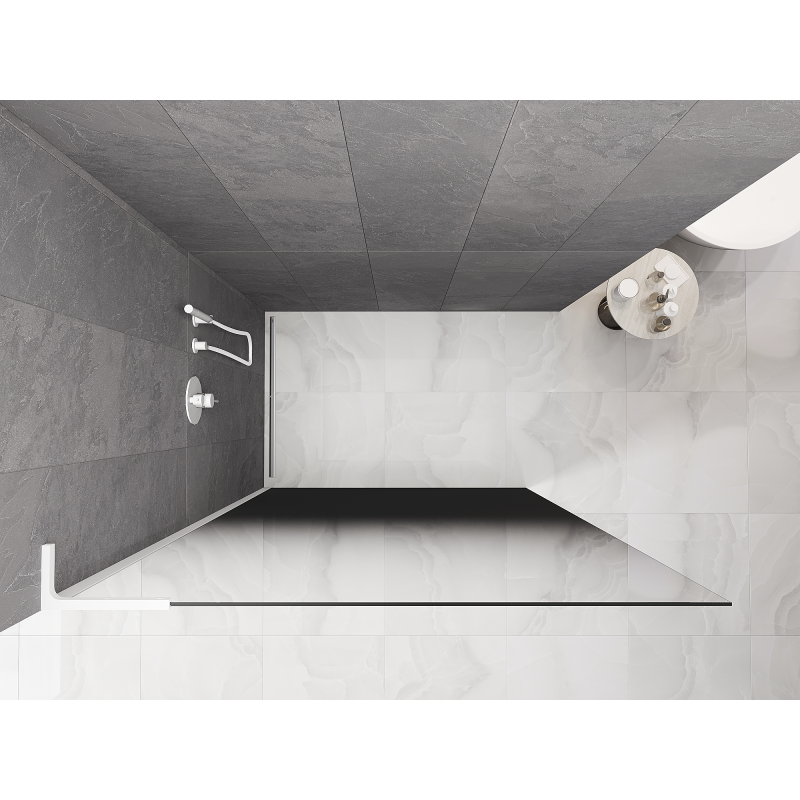 Mexen Kioto L Duschwand Walk-in 90 x 200 cm, ombre schwarz 8 mm, weiß - 800-090-103-20-76