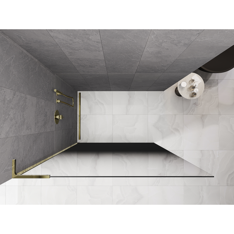 Mexen Kioto L Duschwand Walk-in 80 x 200 cm, Ombre Schwarz 8 mm, Gold - 800-080-103-50-76