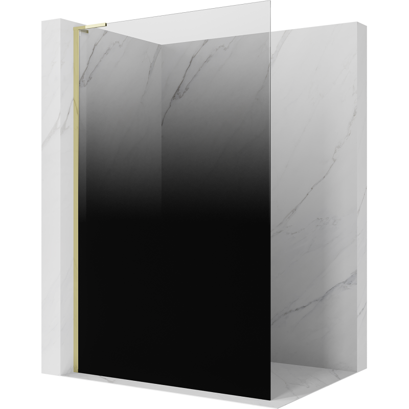 Mexen Kioto L Duschwand Walk-in 80 x 200 cm, Ombre Schwarz 8 mm, Gold - 800-080-103-50-76
