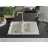 Mexen Gaspar granitspüle 1,5-becken mit abtropfgestell und küchenarmatur Telma, weiß - 6507-20-670200-50