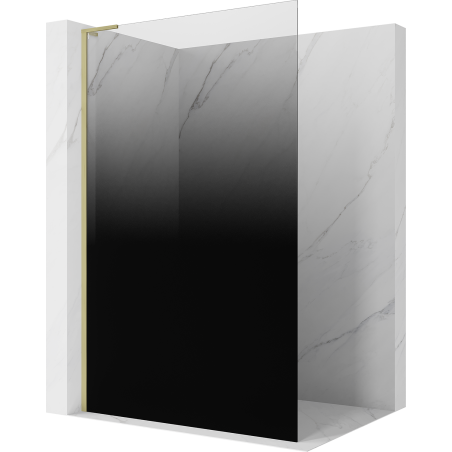 Mexen Kioto L Duschwand Walk-in 80 x 200 cm, Ombre schwarz 8 mm, gebürstetes Gold - 800-080-103-55-76