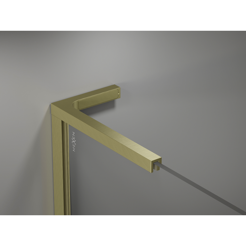 Mexen Kioto L Duschwand Walk-in 90 x 200 cm, Ombre Schwarz 8 mm, gebürstet Gold - 800-090-103-55-76