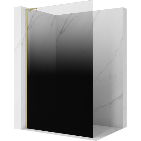 Mexen Kioto L Duschwand Walk-in 90 x 200 cm, Ombre Schwarz 8 mm, gebürstet Gold - 800-090-103-55-76