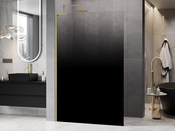 Mexen Kioto L Duschwand Walk-in 100 x 200 cm, Ombre schwarz 8 mm, gebürstetes Gold - 800-100-103-55-76