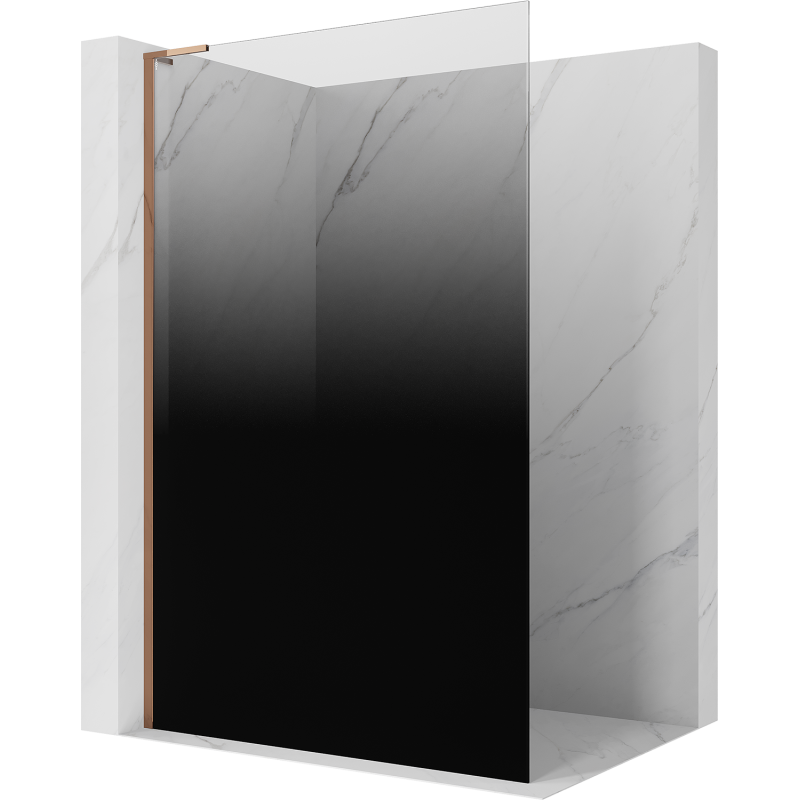 Mexen Kioto L Duschwand Walk-in 100 x 200 cm, Ombre Schwarz 8 mm, Roségold - 800-100-103-60-76