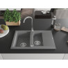 Mexen Gaspar granitspüle 1,5-becken mit abtropffläche und küchenarmatur Telma, grau - 6507-71-670200-00