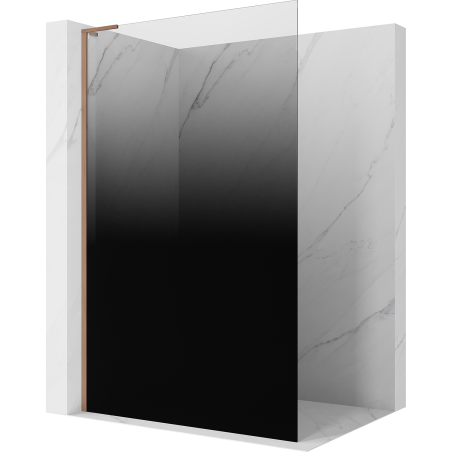 Mexen Kioto L Duschwand Walk-in 80 x 200 cm, Ombre Schwarz 8 mm, Gebürstetes Kupfer - 800-080-103-65-76
