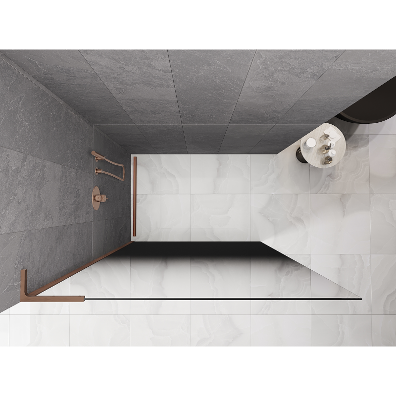 Mexen Kioto L Walk-in-Duschwand 90 x 200 cm, schwarze Ombre 8 mm, gebürstetes Kupfer - 800-090-103-65-76