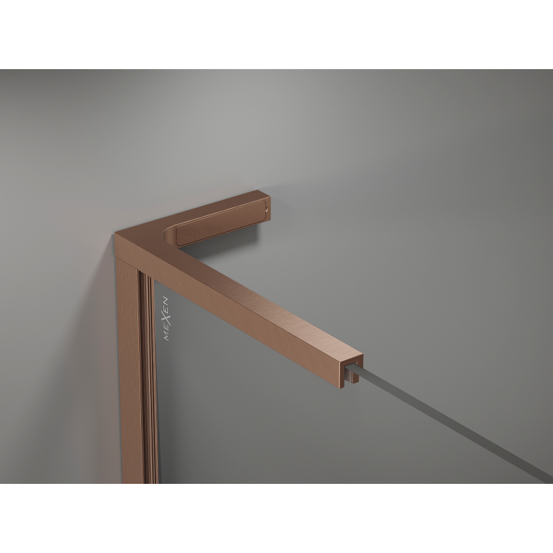 Mexen Kioto L Duschwand Walk-in 120 x 200 cm, Ombre Schwarz 8 mm, gebürstetes Kupfer - 800-120-103-65-76