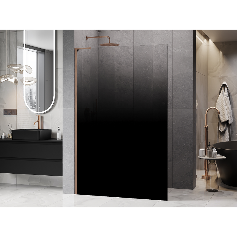 Mexen Kioto L Duschwand Walk-in 120 x 200 cm, Ombre Schwarz 8 mm, gebürstetes Kupfer - 800-120-103-65-76