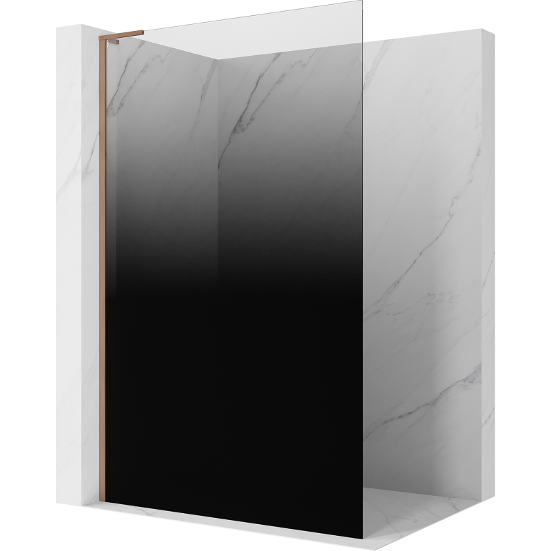 Mexen Kioto L Duschwand Walk-in 120 x 200 cm, Ombre Schwarz 8 mm, gebürstetes Kupfer - 800-120-103-65-76