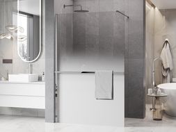 Mexen Kioto+ Duschwand mit Ablage Walk-in 100 x 200 cm, Ombre Weiß 8 mm, Chrom - 800-100-121-01-86