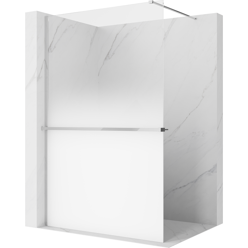 Mexen Kioto+ Duschwand mit Ablage Walk-in 140 x 200 cm, Ombre Weiß 8 mm, Chrom - 800-140-121-01-86