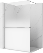 Mexen Kioto+ Duschwand mit Regal Walk-in 150 x 200 cm, Ombre Weiß 8 mm, Chrom - 800-150-121-01-86