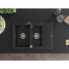 Mexen Gaspar Granitspüle 1,5-Kammern mit Ablauffläche und Küchenarmatur Telma, Schwarz/Gold - 6507-75-670200-70