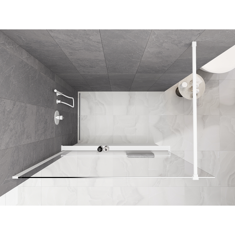 Mexen Kioto+ Duschwand mit Regal Walk-in 110 x 200 cm, weißer Ombre, 8 mm, weiß - 800-110-121-20-86