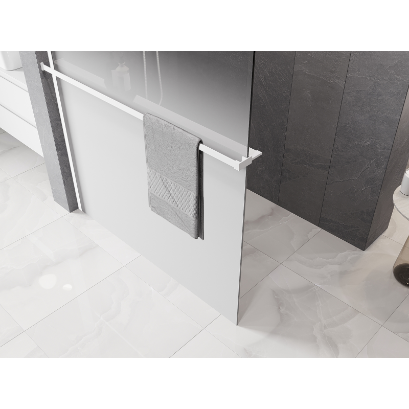 Mexen Kioto+ Duschwand mit Regal Walk-in 130 x 200 cm, weißes Ombre 8 mm, weiß - 800-130-121-20-86